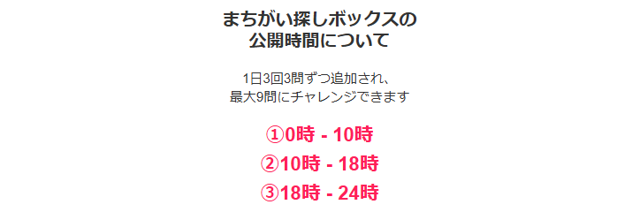 まちがい探しボックスの公開時間について